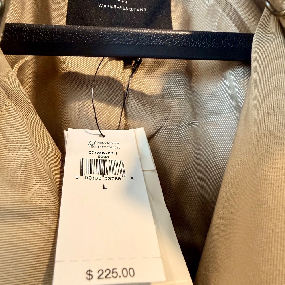 Brand New w tags!!! Banana Republic Mens Trench Coat. Khaki size L. Relaxed fit. - Picture 12 of 15